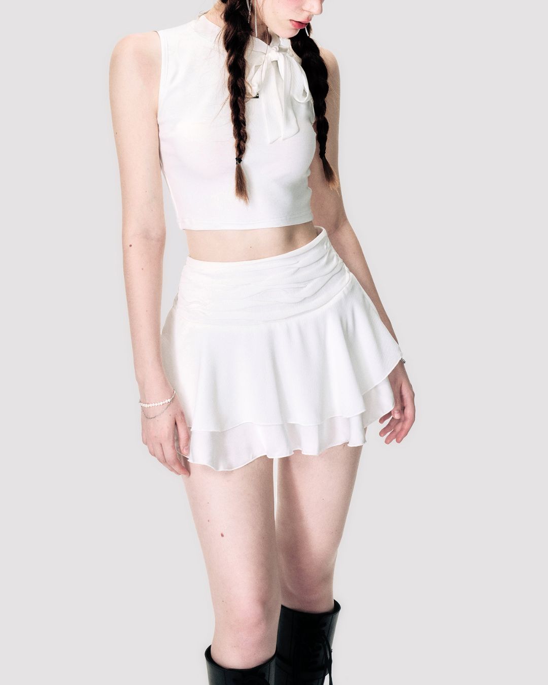 Chiffon Flare Mini Skirt　BT018