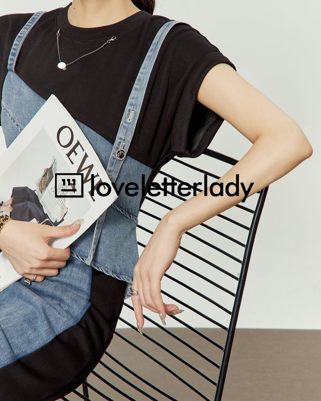 Denim Switching French Sleeve Dress　DR045