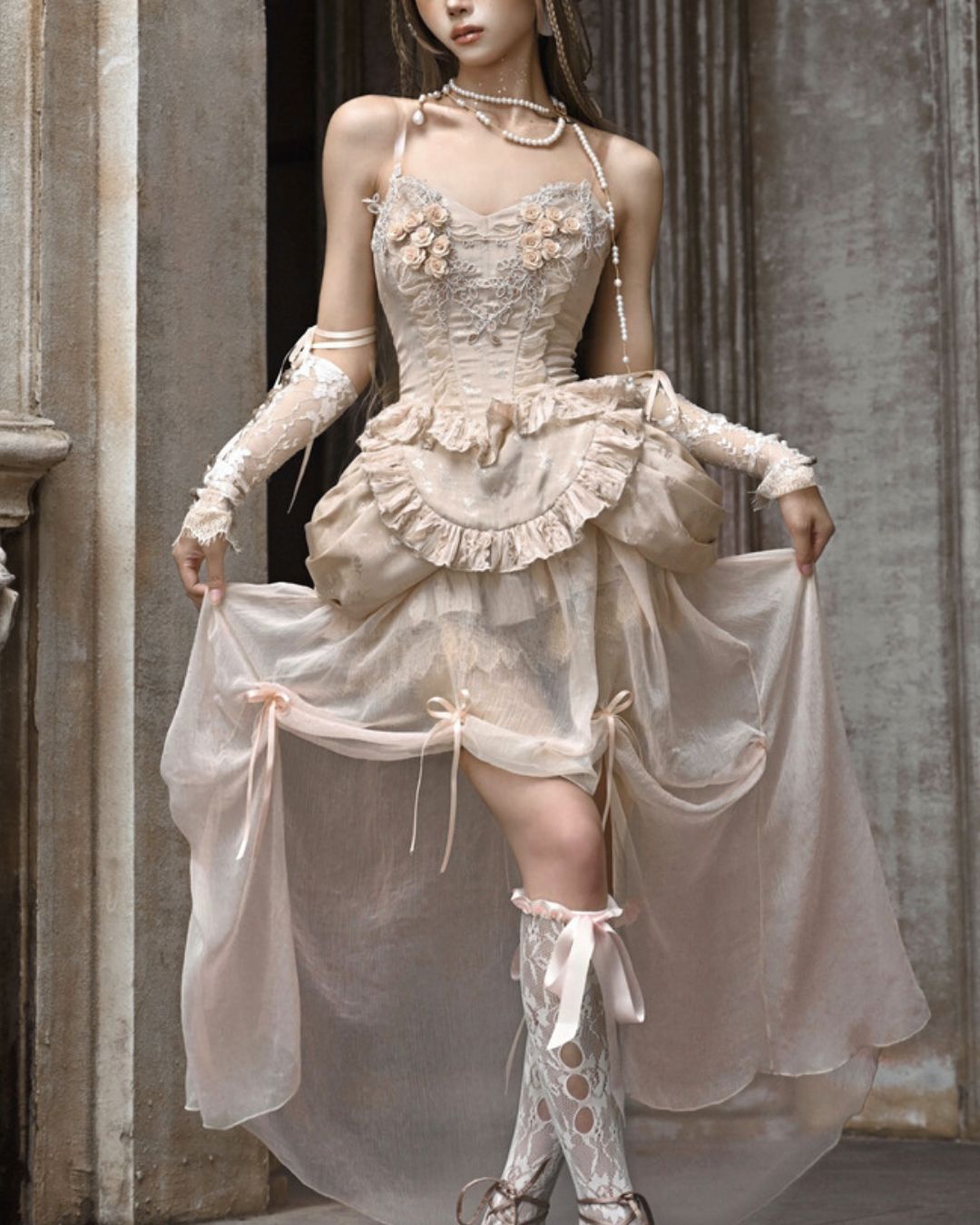 Gothic Lolita Flower Lace Embroidery Bustier＆One-Piece　DR010