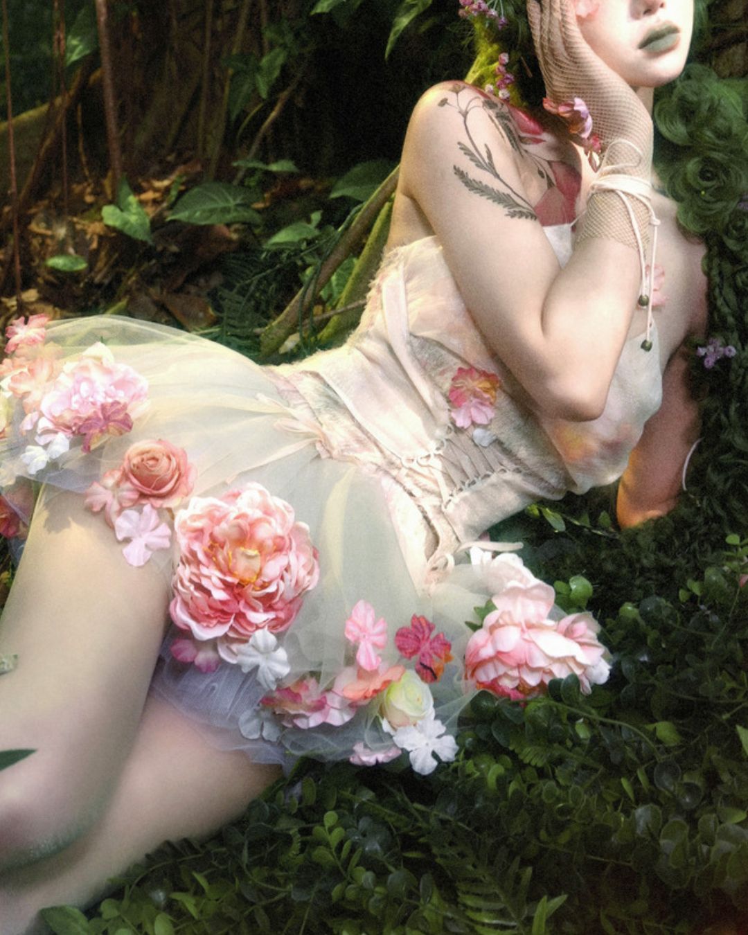 Flower Chiffon Cross Strap Top　TP035