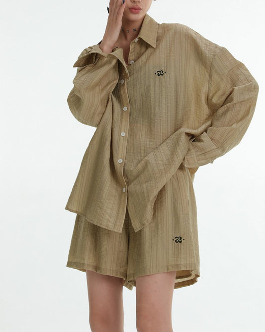 Sheer Long Sleeve Set-up Shirt　TP054