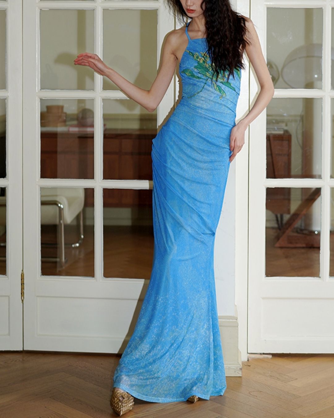 Backless Cross Long Camisole Dress　DR018