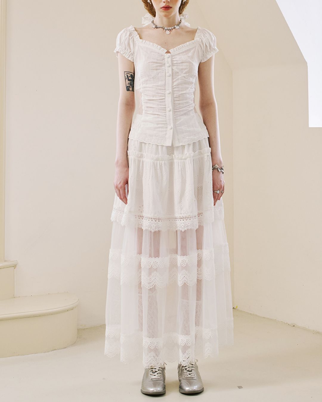 Sheer Lace Long Skirt　BT028