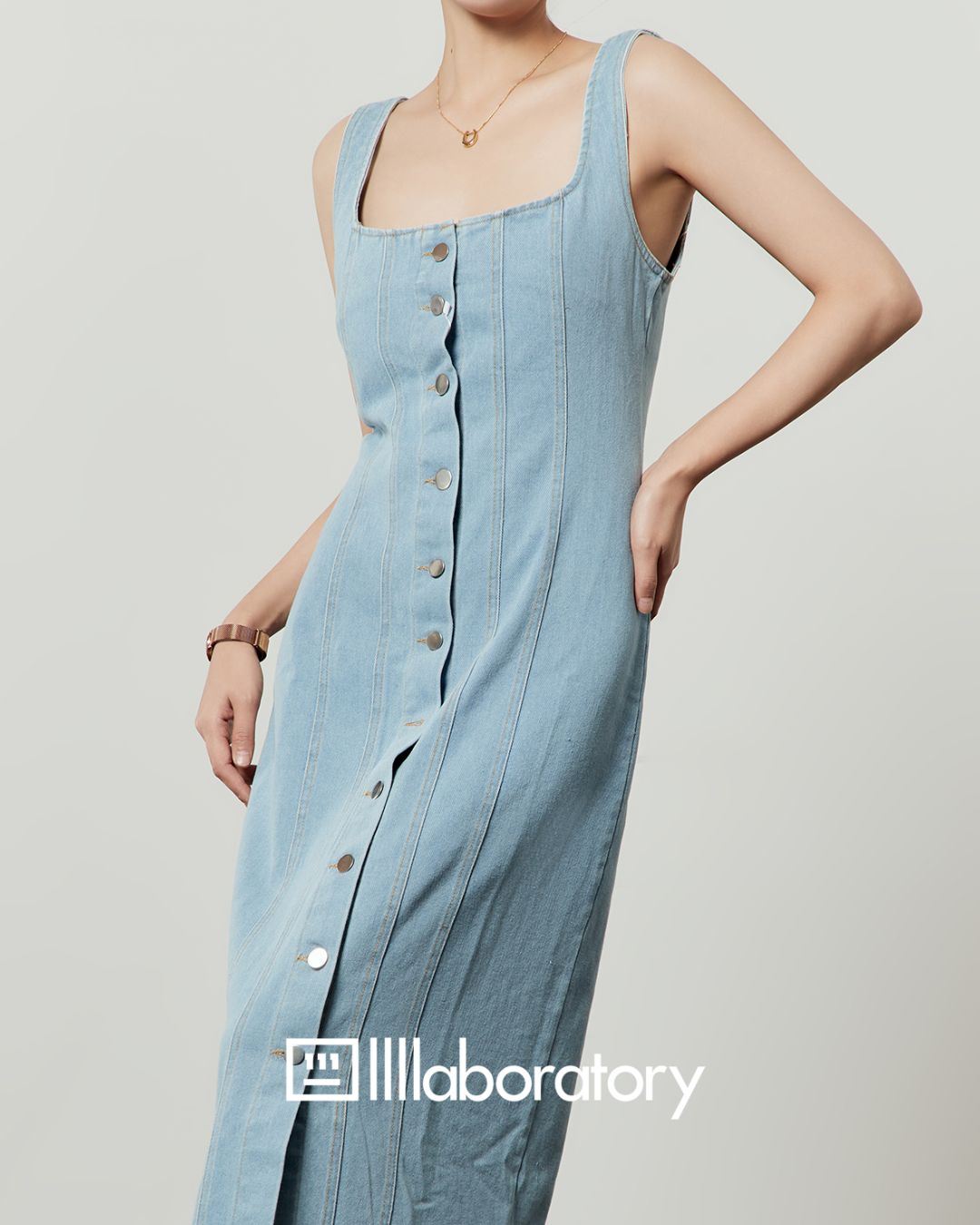 Sleeveless Denim Maxi Dress　DR054