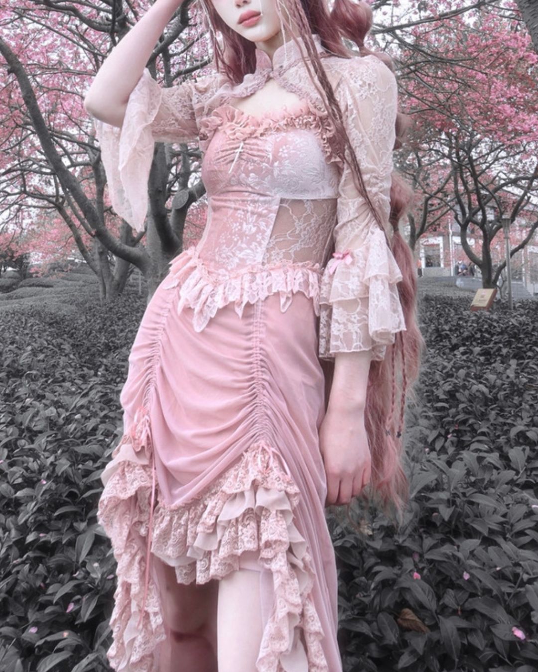 Gothic Princess Floral Lace Dress　DR011