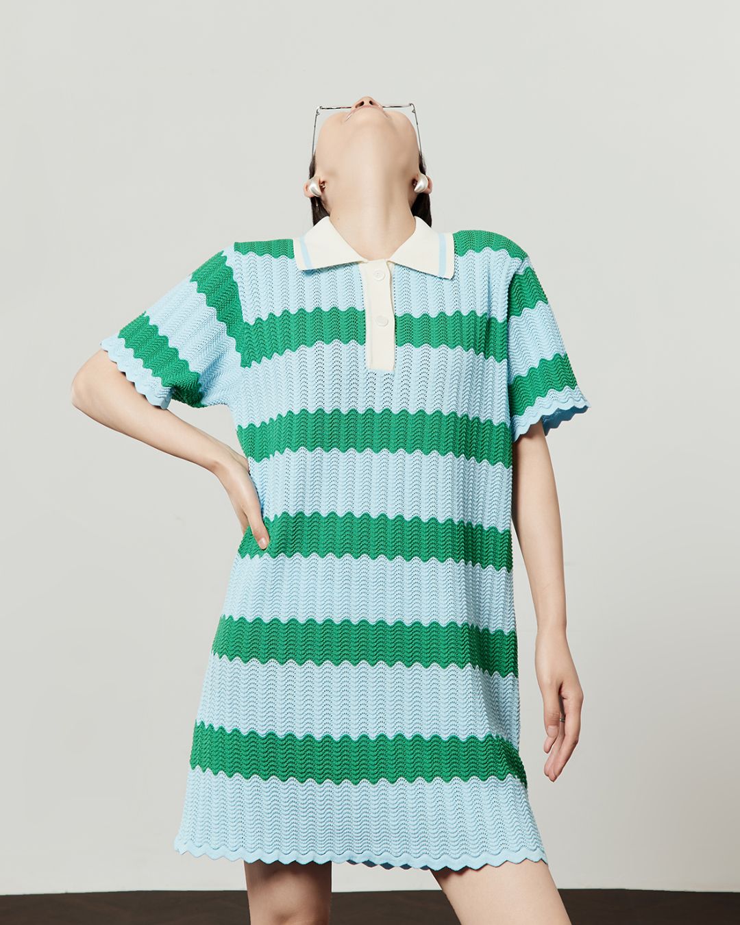 Border Polo Mini Dress　DR049