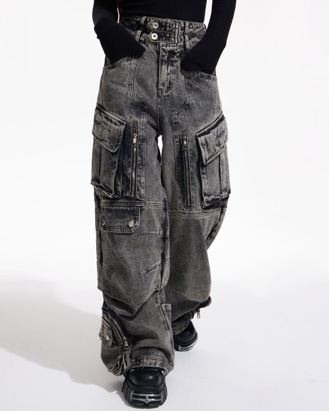 Multi-pocket Wide Denim Pants　BT009