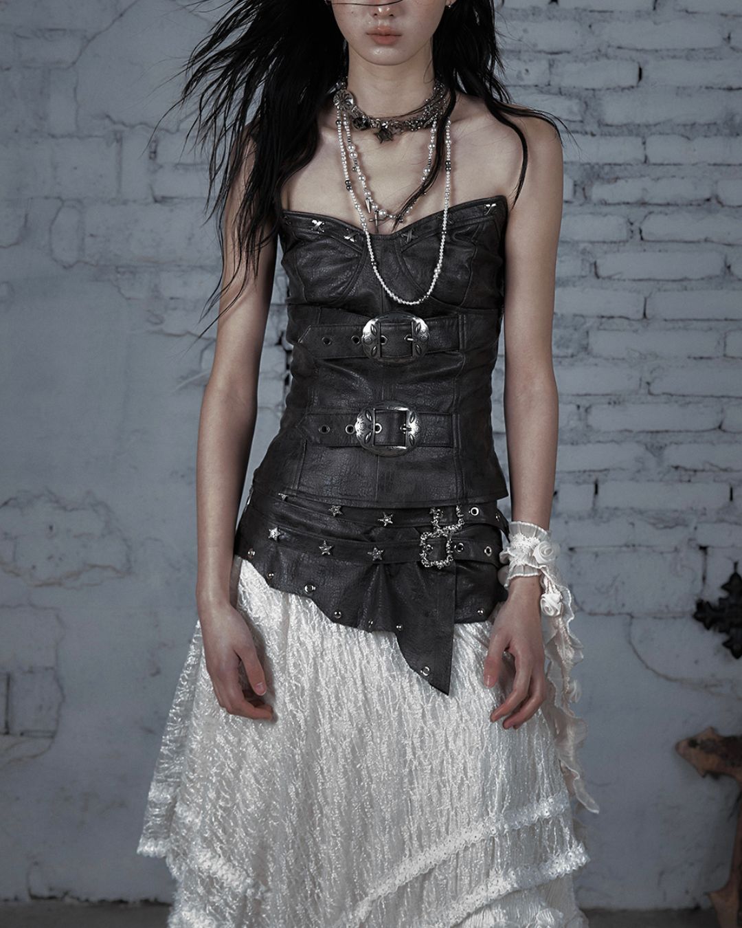 Metal Belt Leather Tube Top　TP045