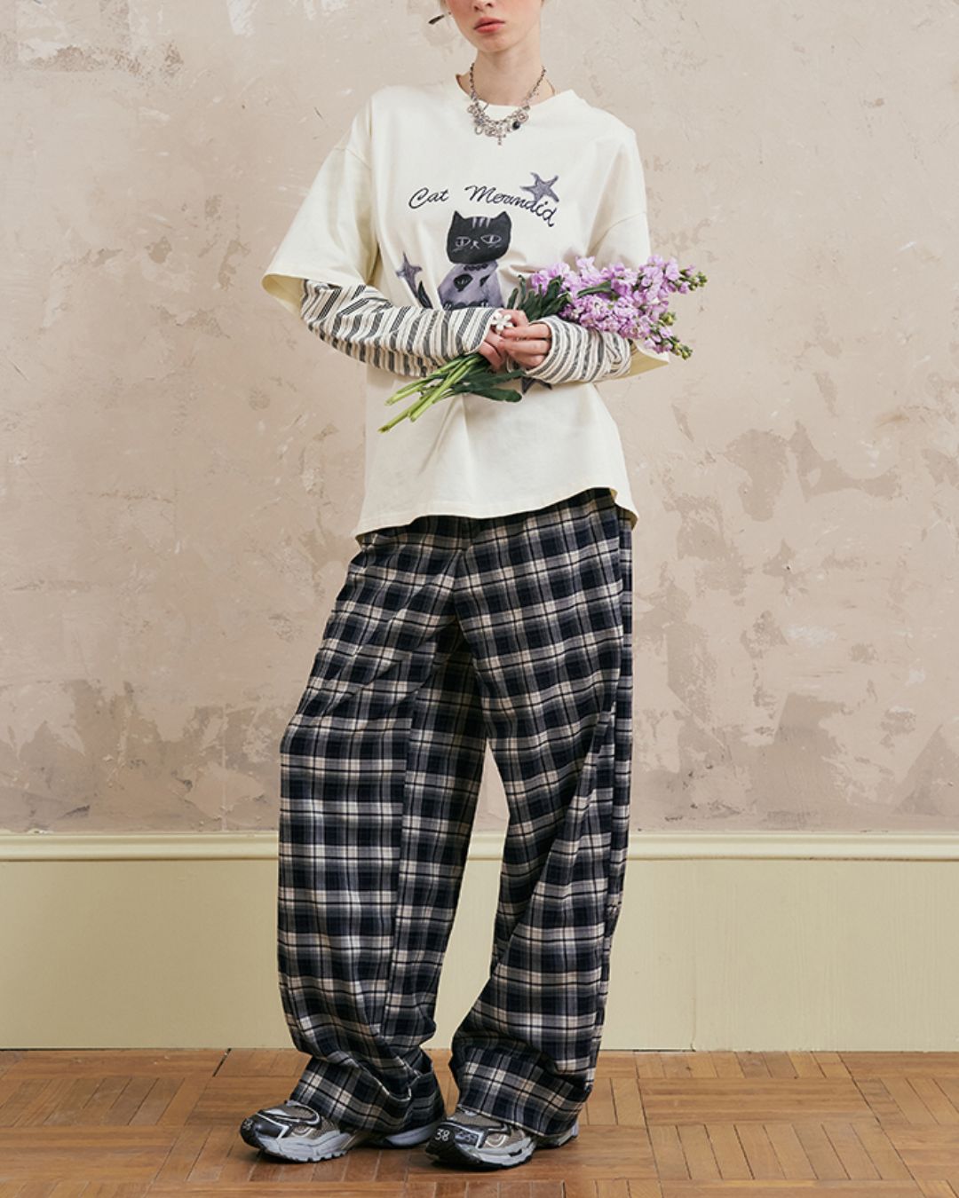 Mermaid Cat Layered T-shirt　TP037