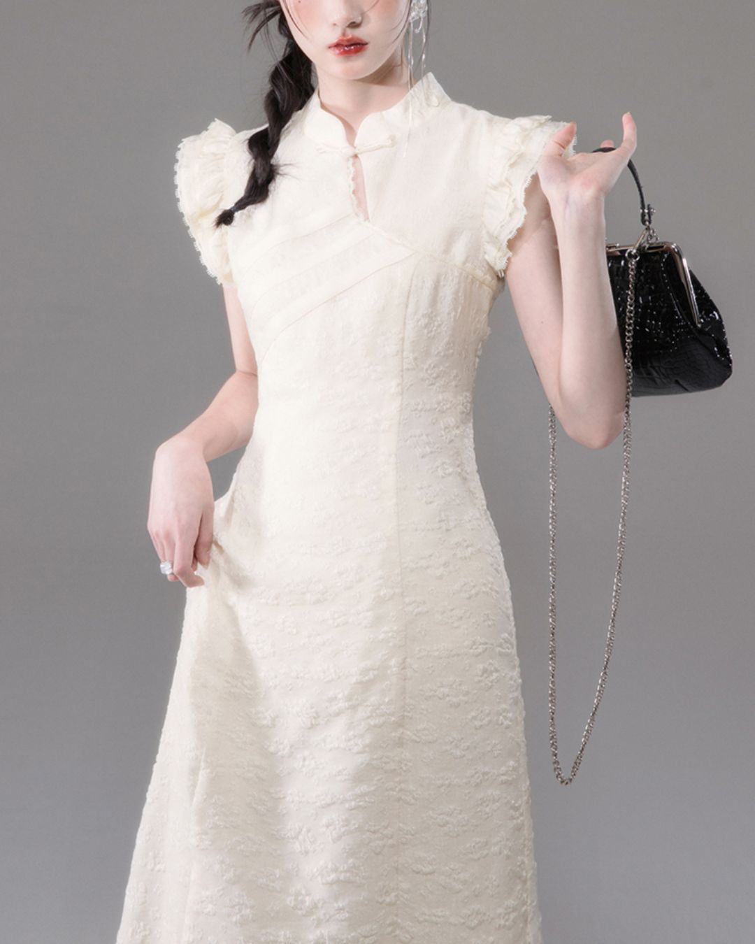 French Sleeve Floral Chinese Dress　DR040