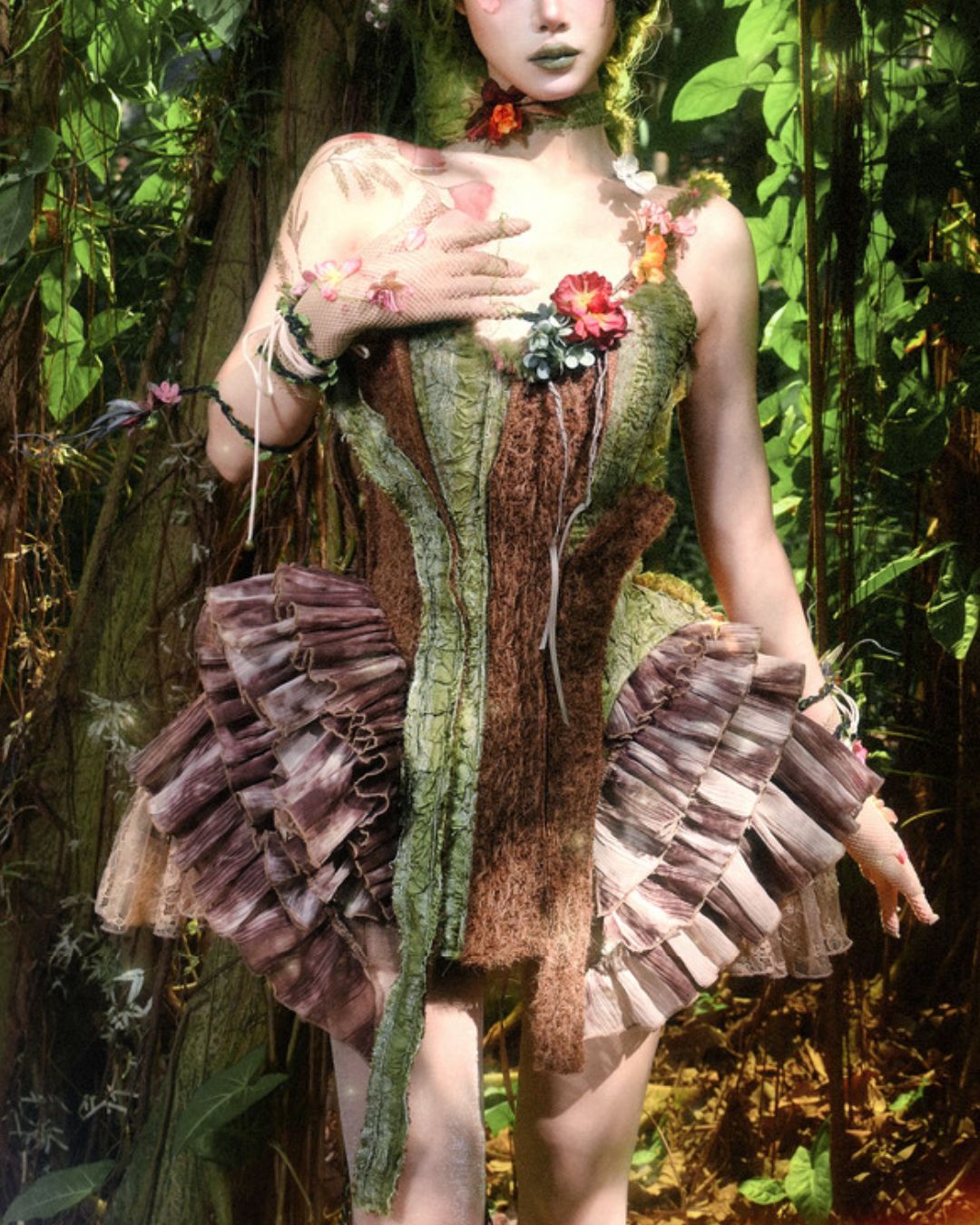 Forest Spirit One Shoulder Mini Dress　DR032