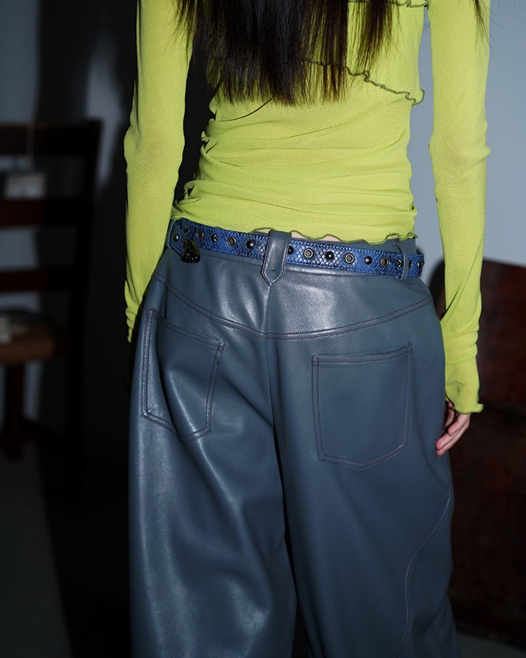 Wide Straight Leather Pants　BT020