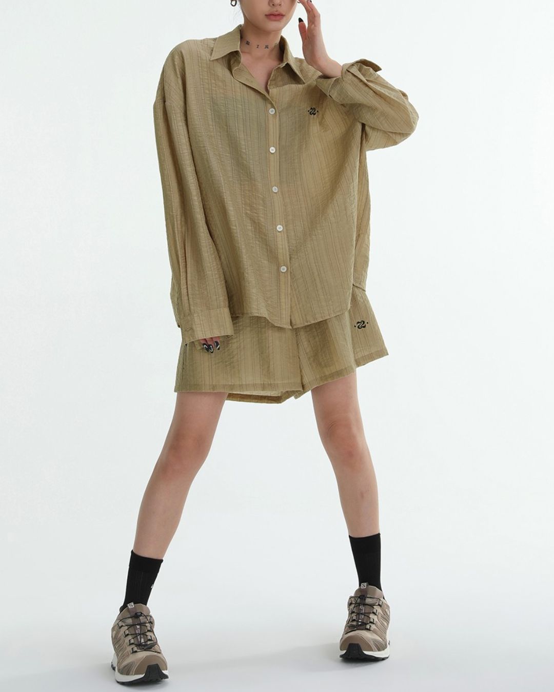 Sheer Long Sleeve Set-up Shirt　TP054