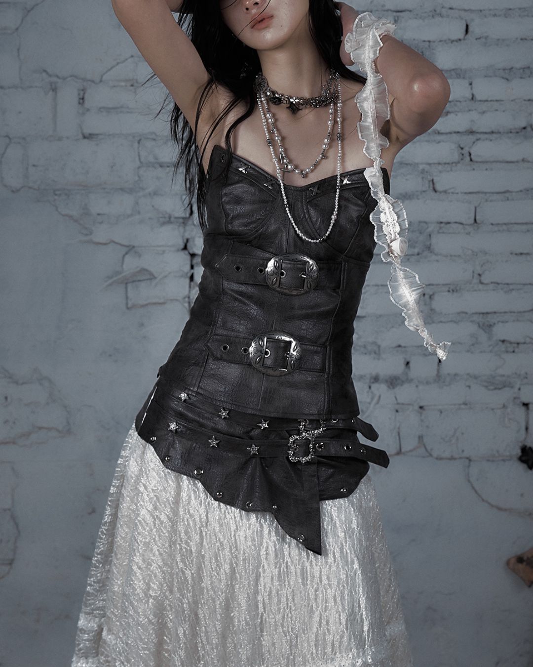 Metal Belt Leather Tube Top　TP045