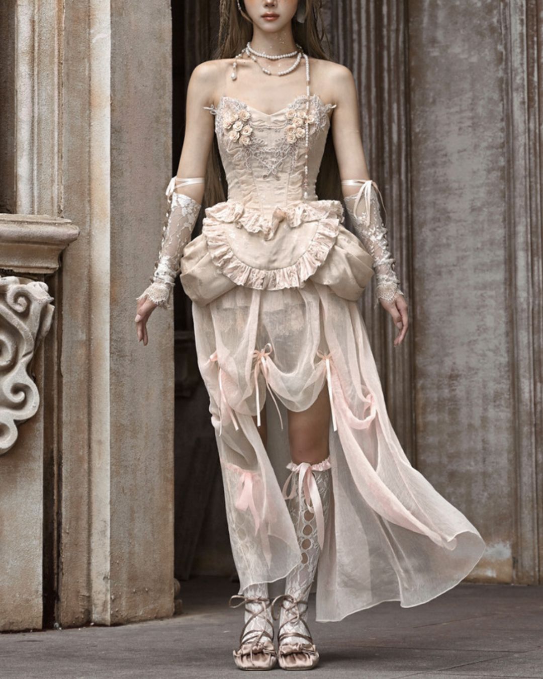 Gothic Lolita Flower Lace Embroidery Bustier＆One-Piece　DR010