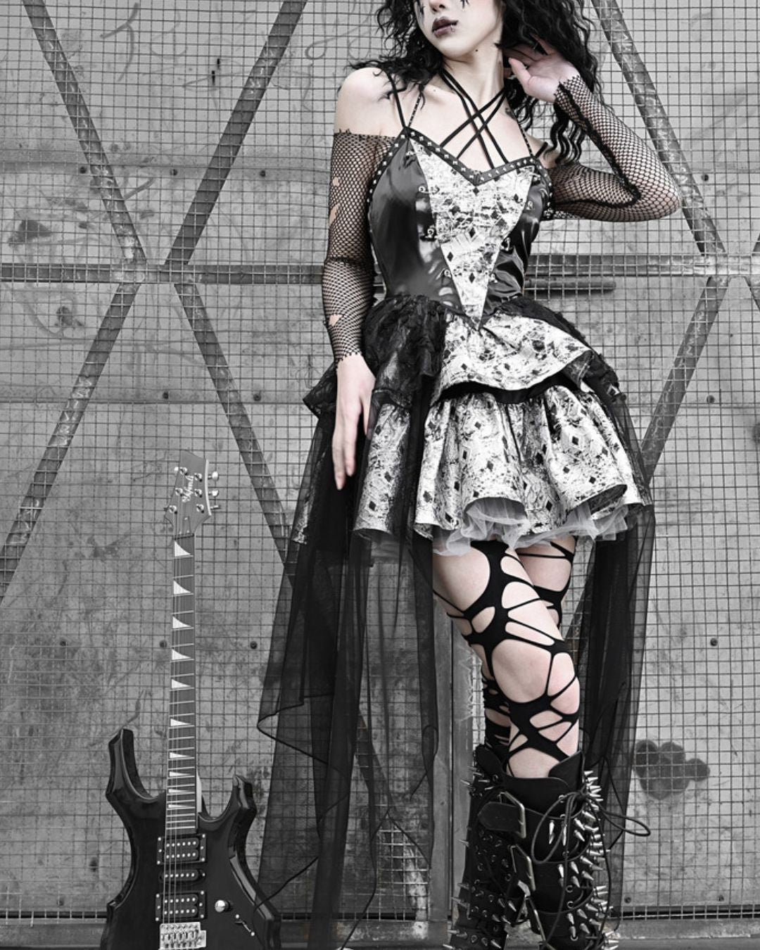 Gothic Draped Dress One-piece　DR012