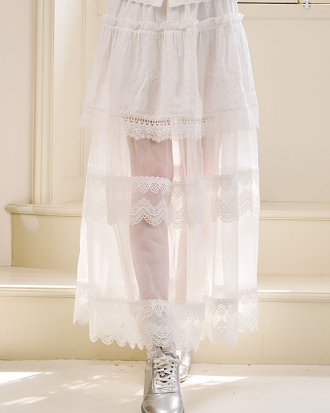 Sheer Lace Long Skirt　BT028