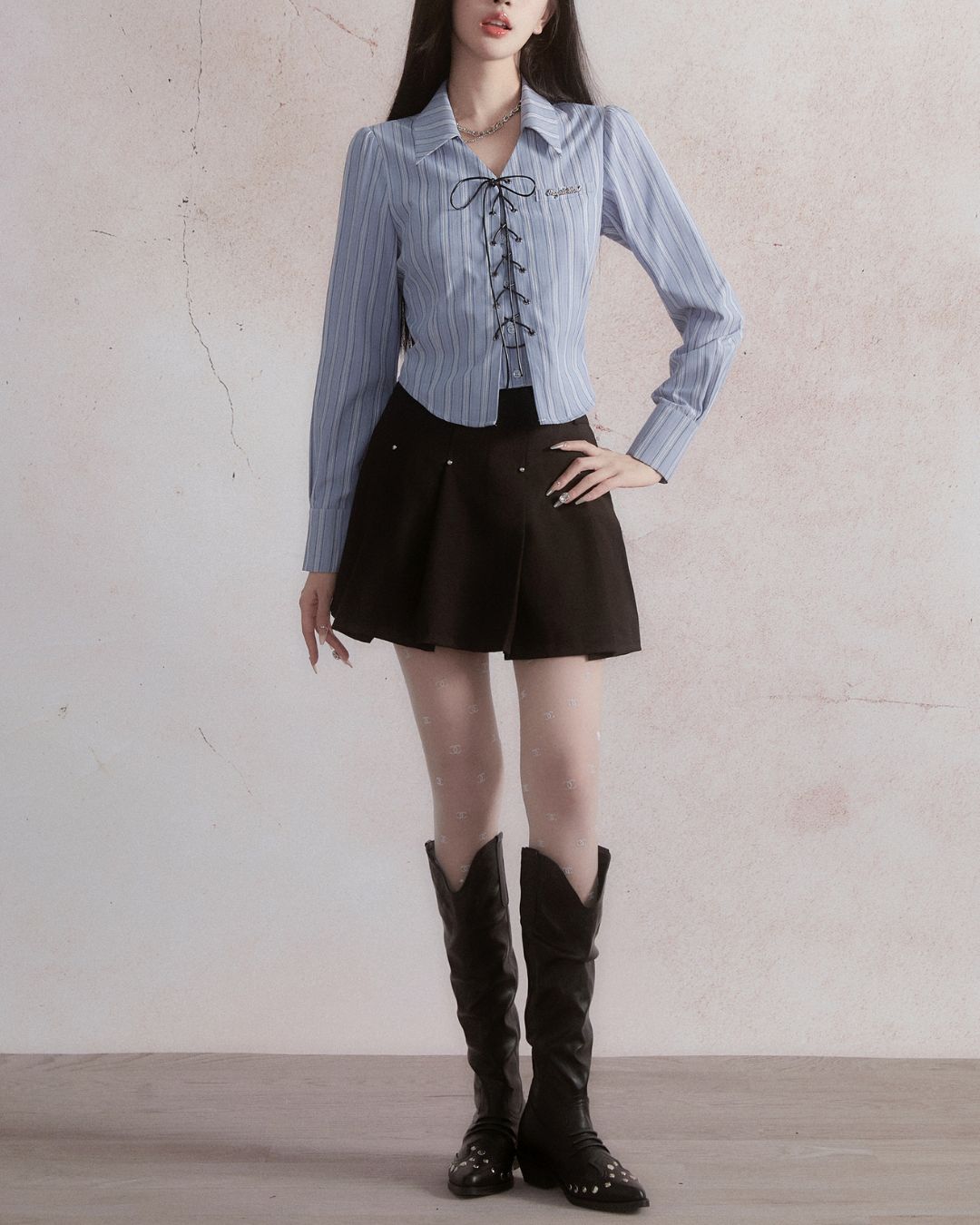 Lace-up Long Sleeve Shirt　TP028