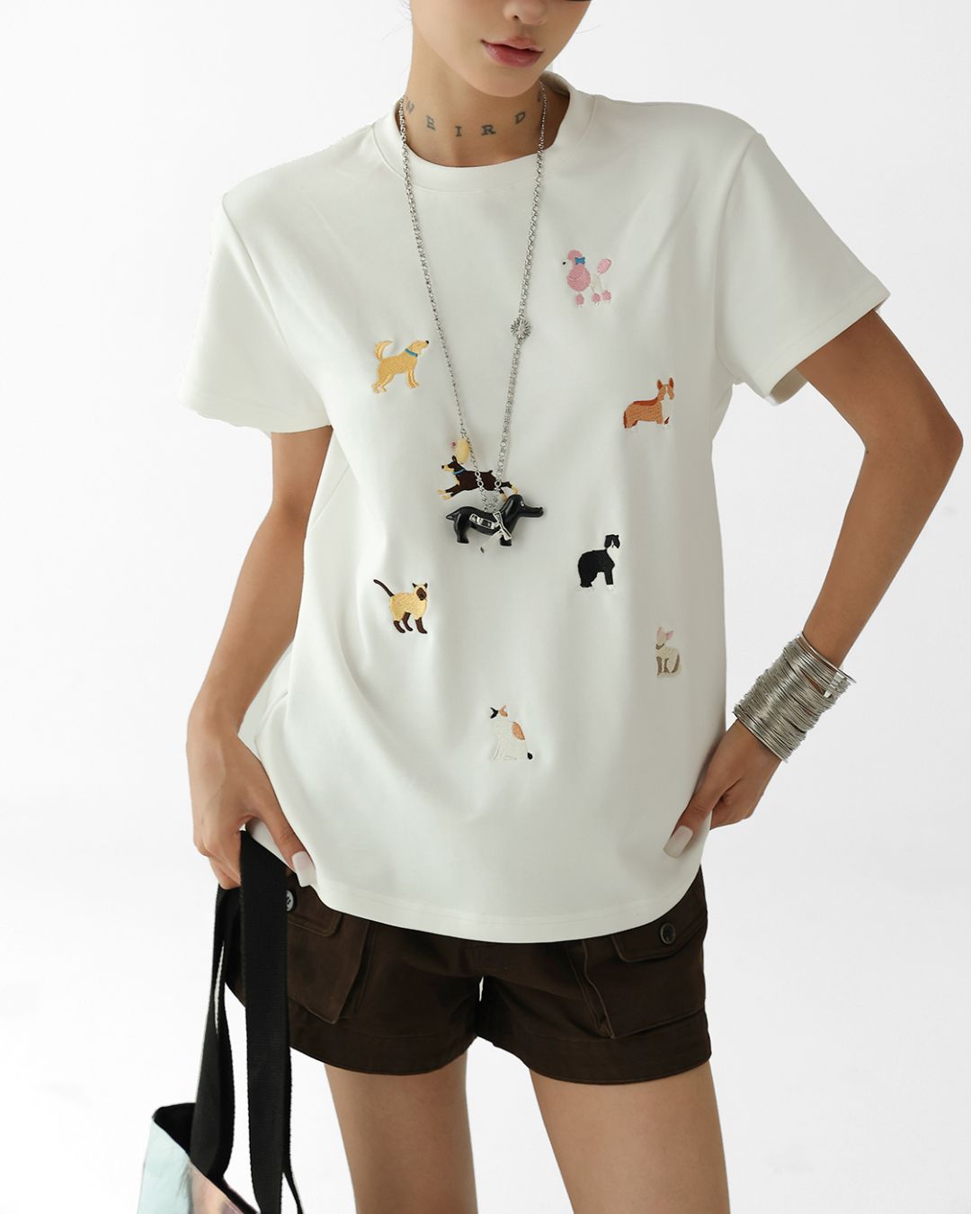 Puppy Embroidered T-shirt　TP056