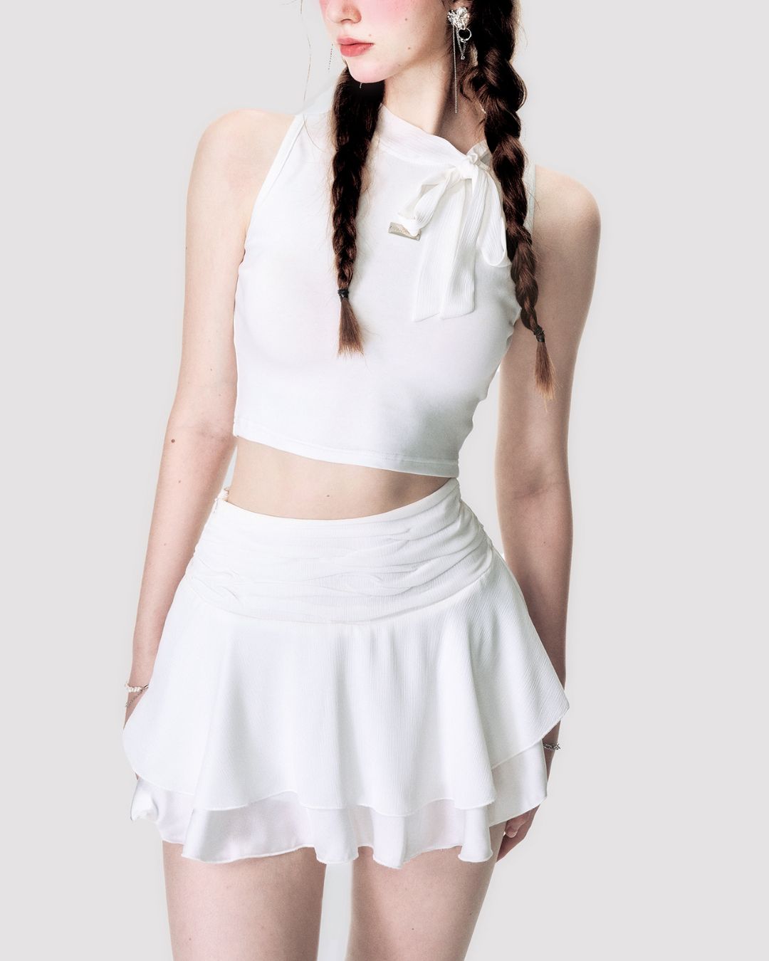 Chiffon Flare Mini Skirt　BT018