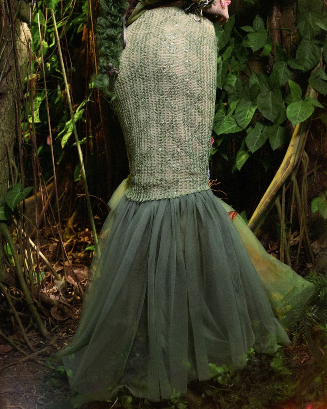 Flower Decoration Chiffon Mermaid Skirt　BT025