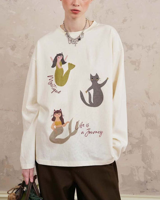 Mermaid Cat Long Sleeve T-shirt　TP039