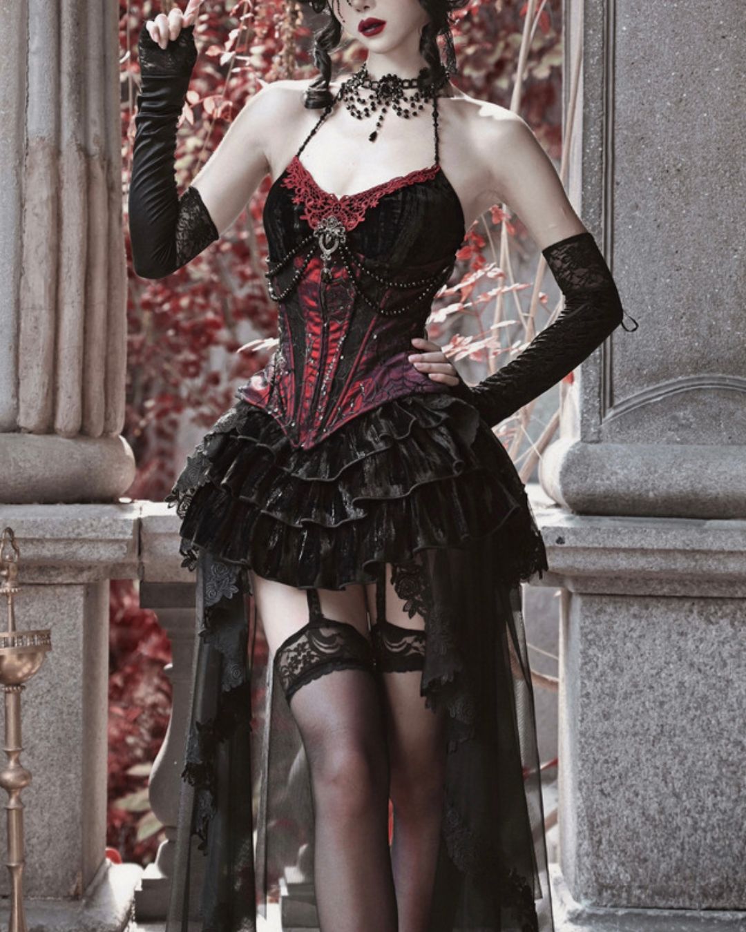 Gothic Velvet Corset ＆ Decoration Camisole & Lace Velvet Skirt　DR009