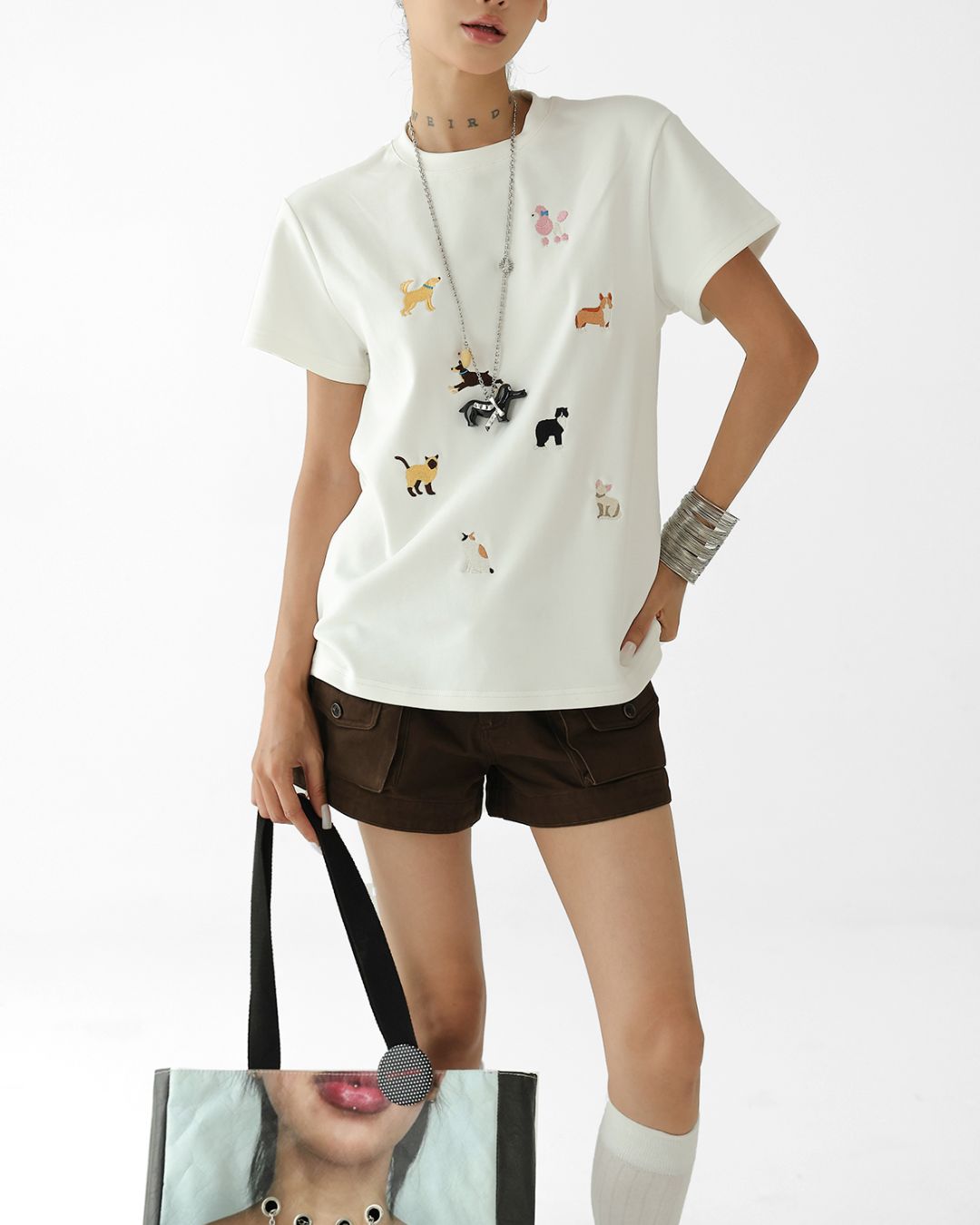 Puppy Embroidered T-shirt　TP056