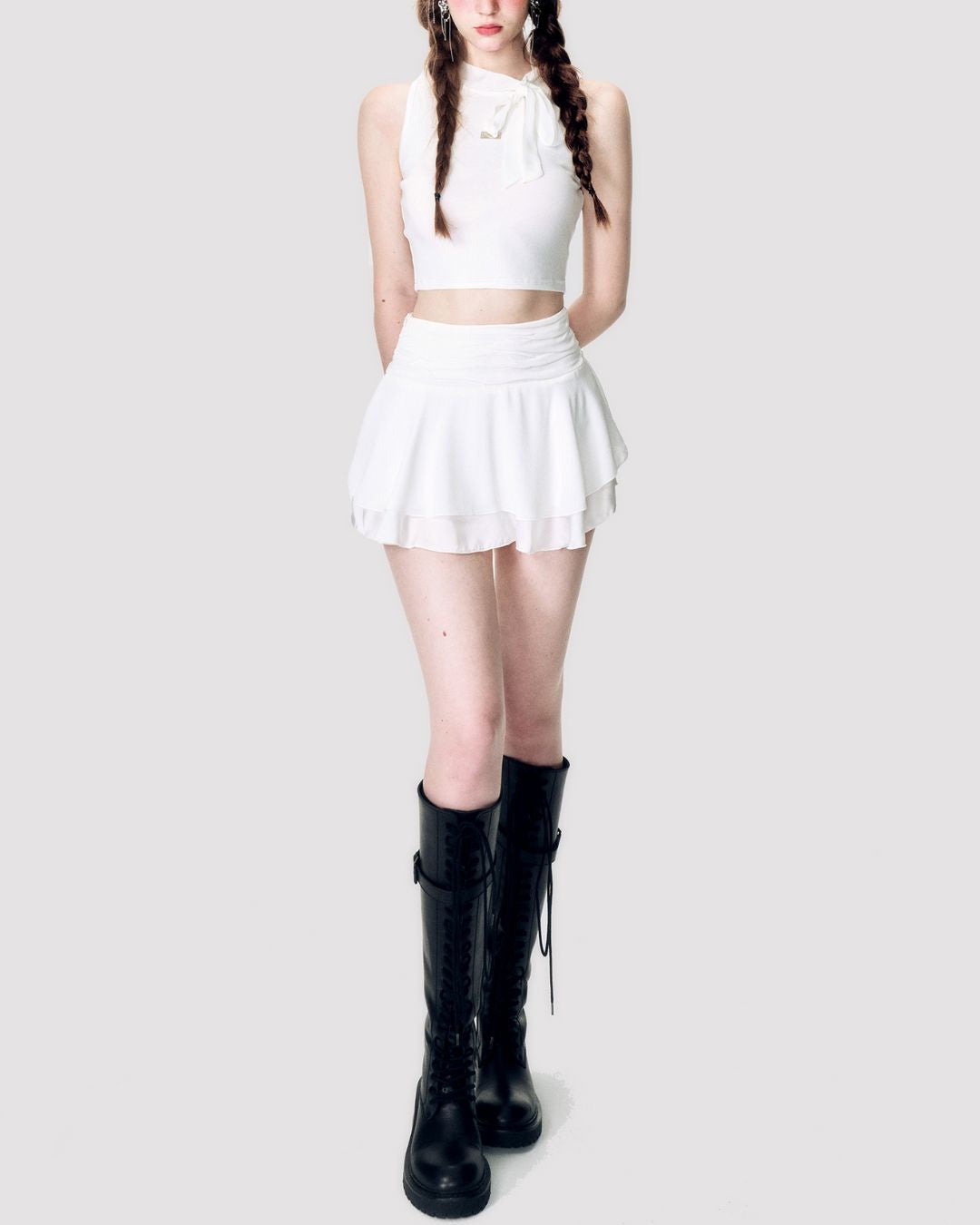 Chiffon Flare Mini Skirt　BT018