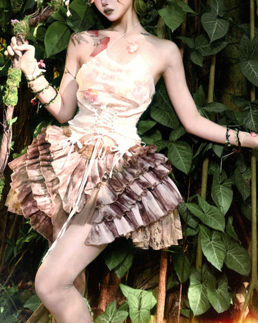 Pleated Tulle Mini Skirt　BT023