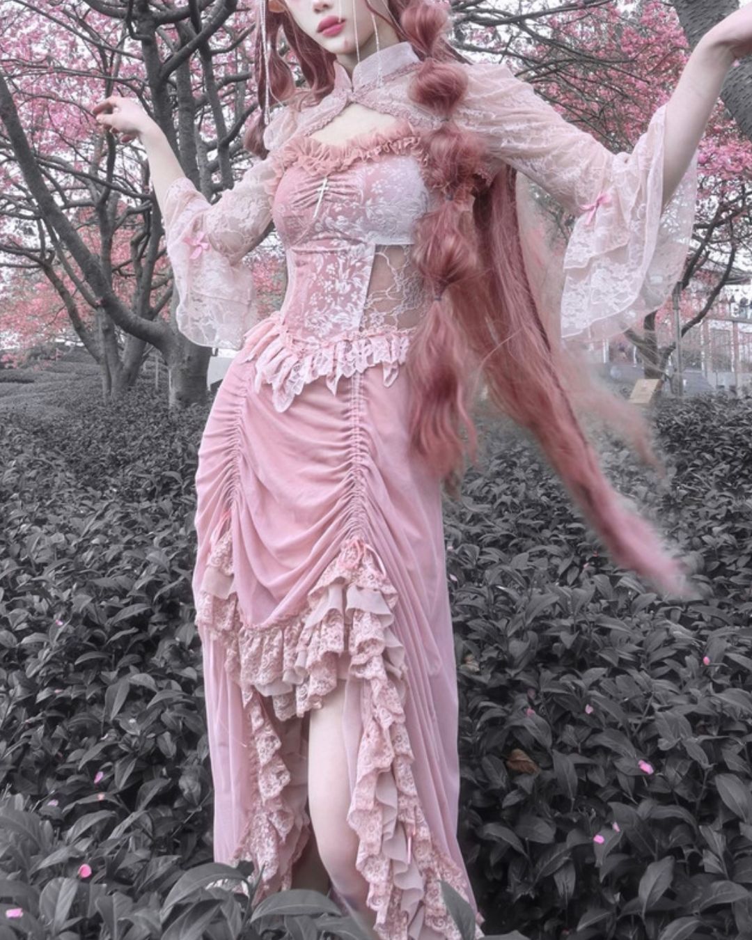 Gothic Princess Floral Lace Dress　DR011