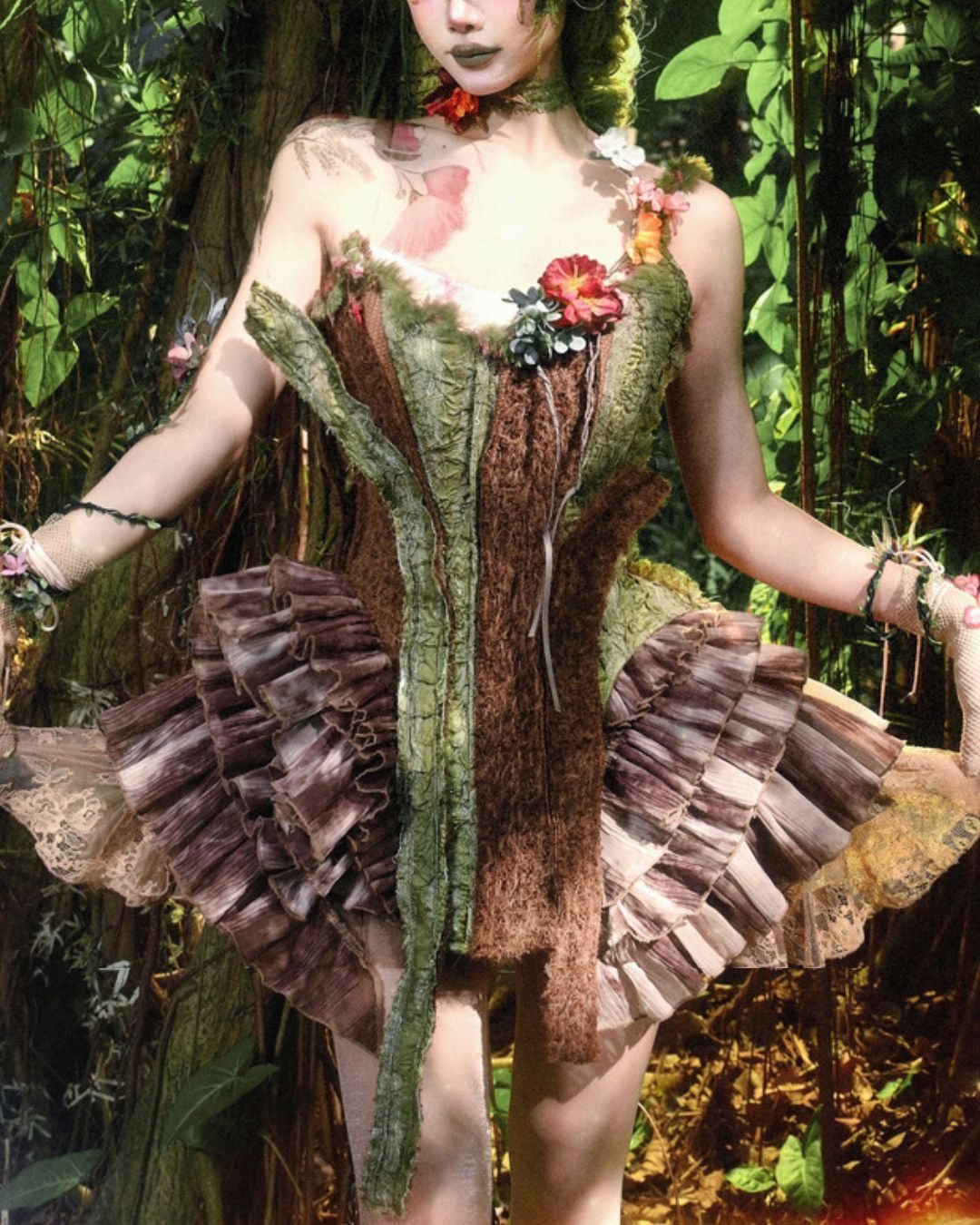 Forest Spirit One Shoulder Mini Dress　DR032