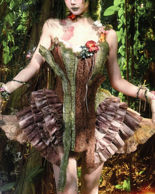 Forest Spirit One Shoulder Mini Dress　DR032