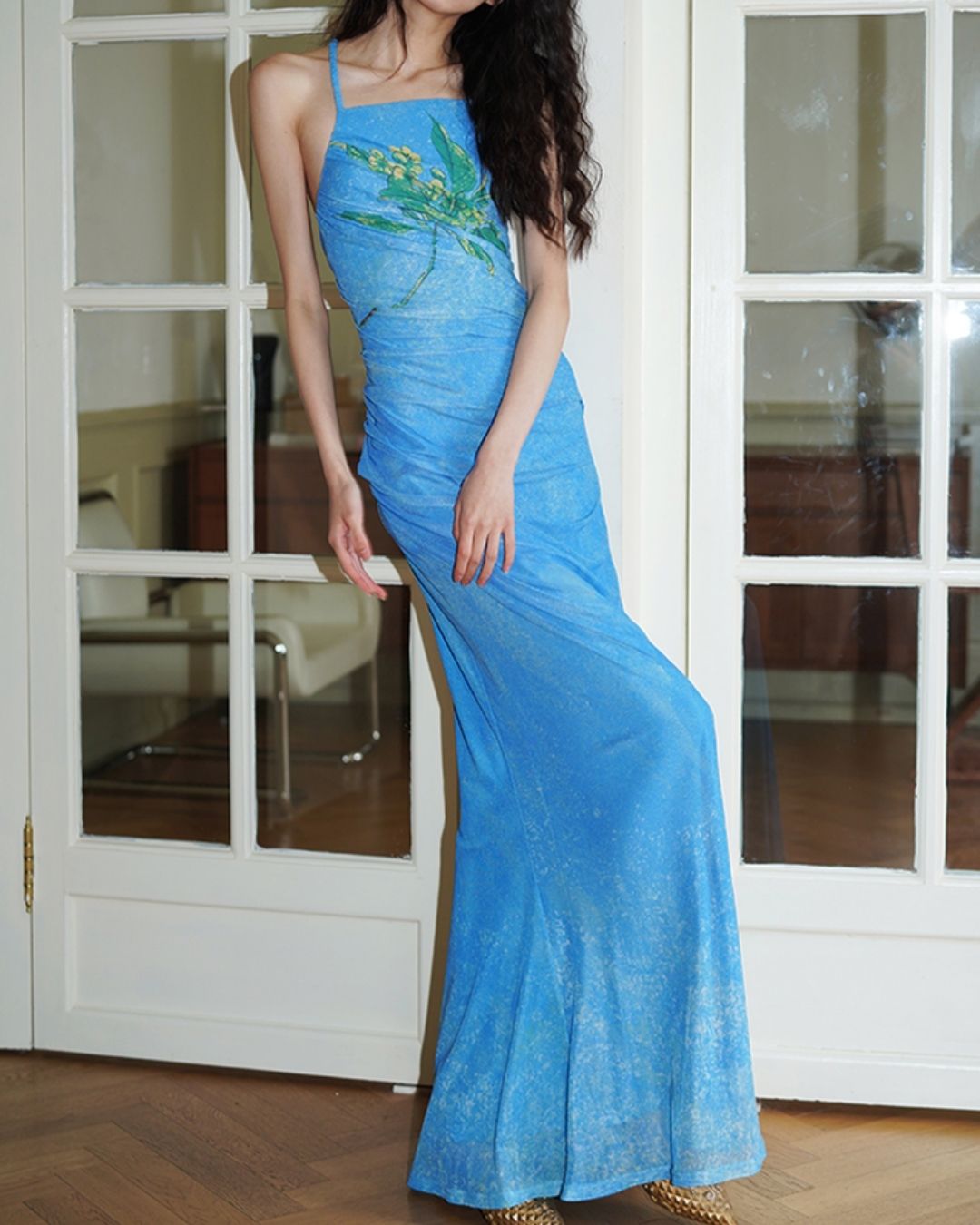 Backless Cross Long Camisole Dress　DR018