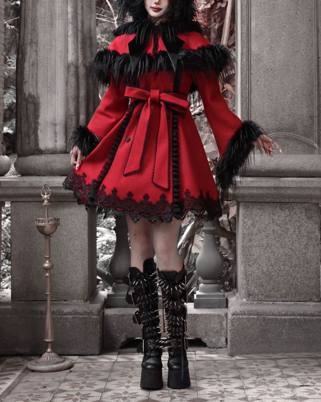 Detachable Cape Fur Wool Coat　OT007