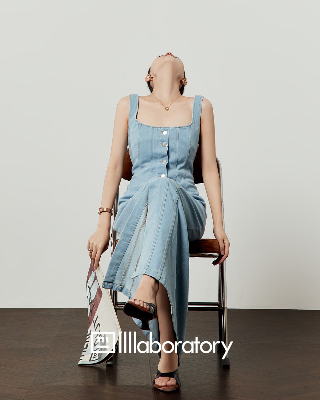 Sleeveless Denim Maxi Dress　DR054