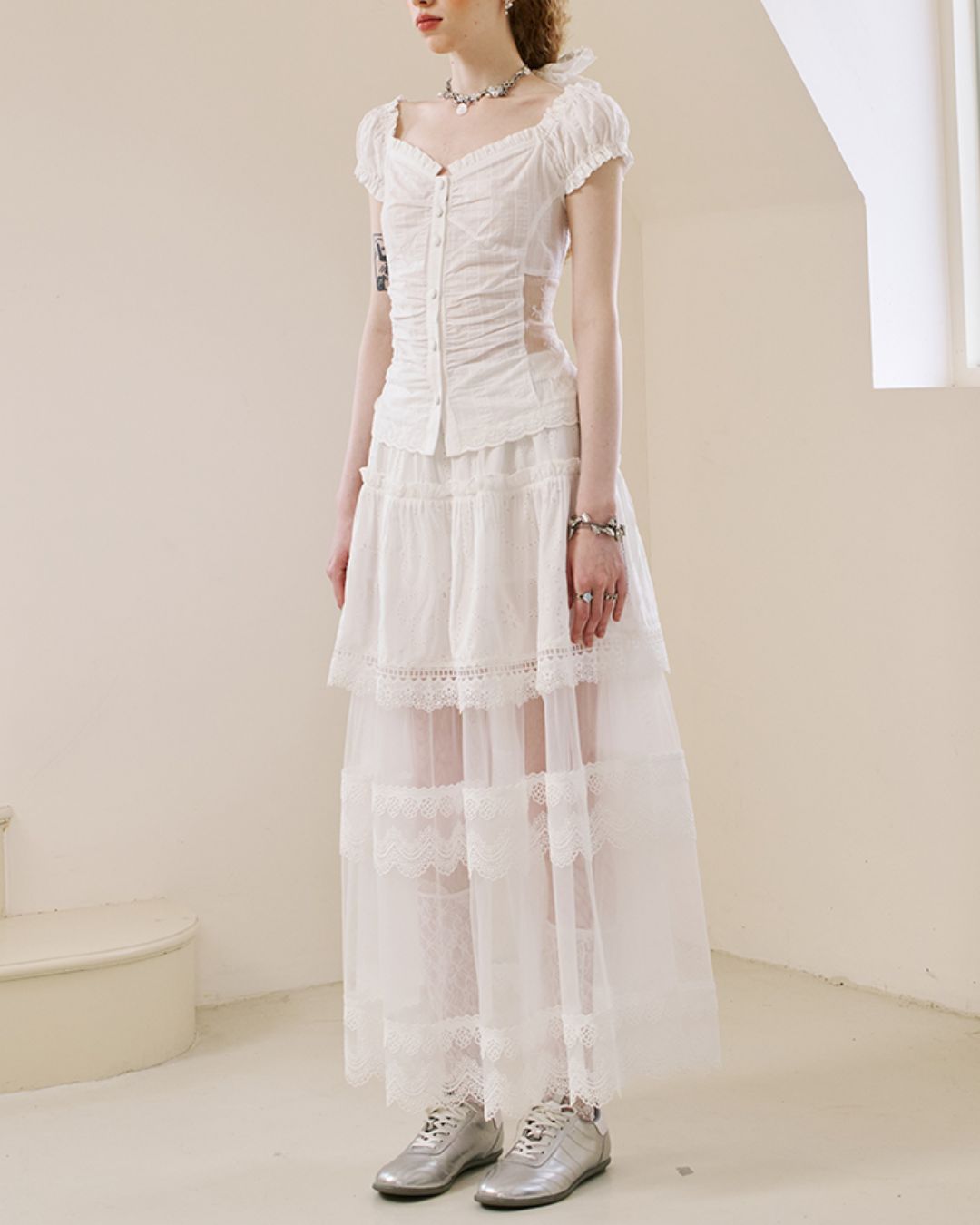 Sheer Lace Long Skirt　BT028