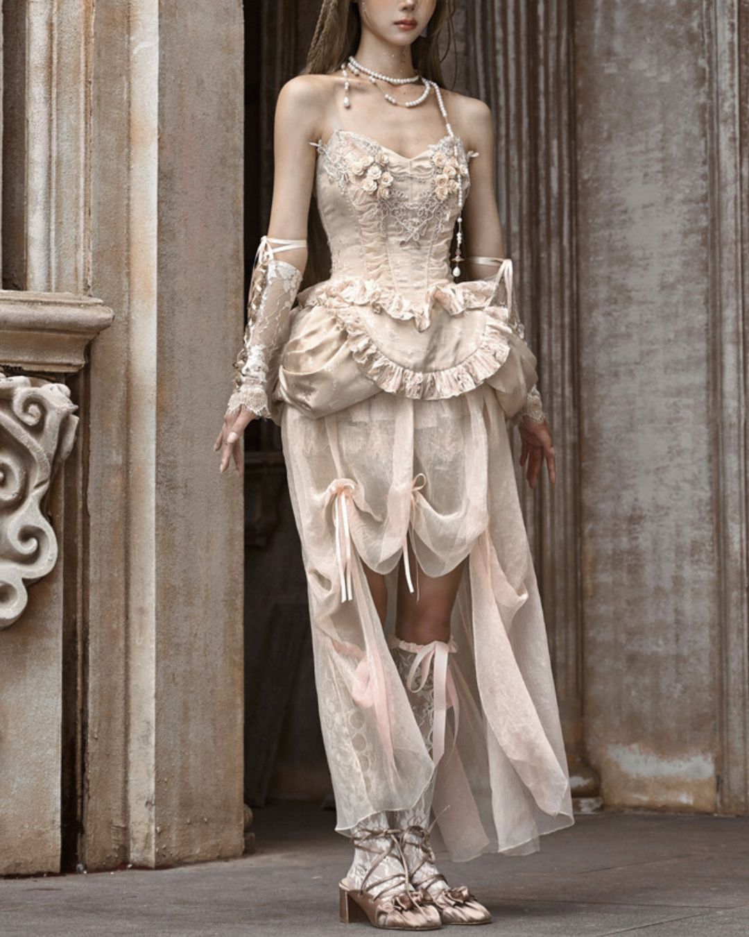 Gothic Lolita Flower Lace Embroidery Bustier＆One-Piece　DR010