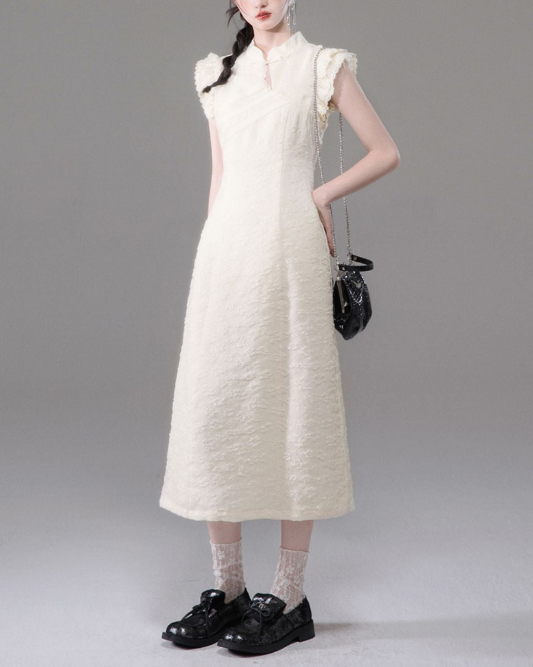 French Sleeve Floral Chinese Dress　DR040