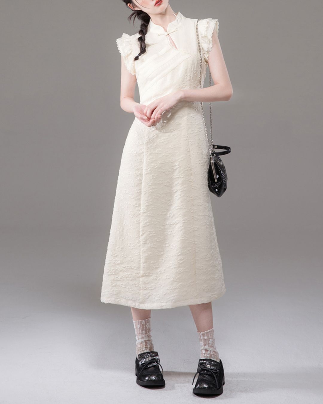 French Sleeve Floral Chinese Dress　DR040