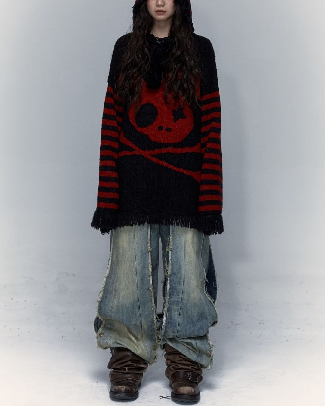 Skull Rabbit Hooded Knit　TP010