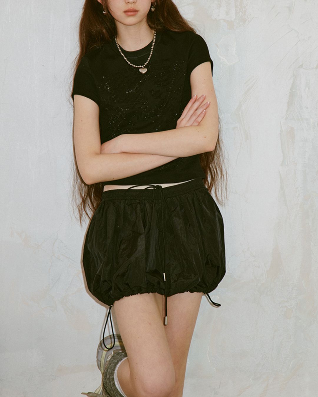 Rhinestone Girl Face T-shirt　TP038