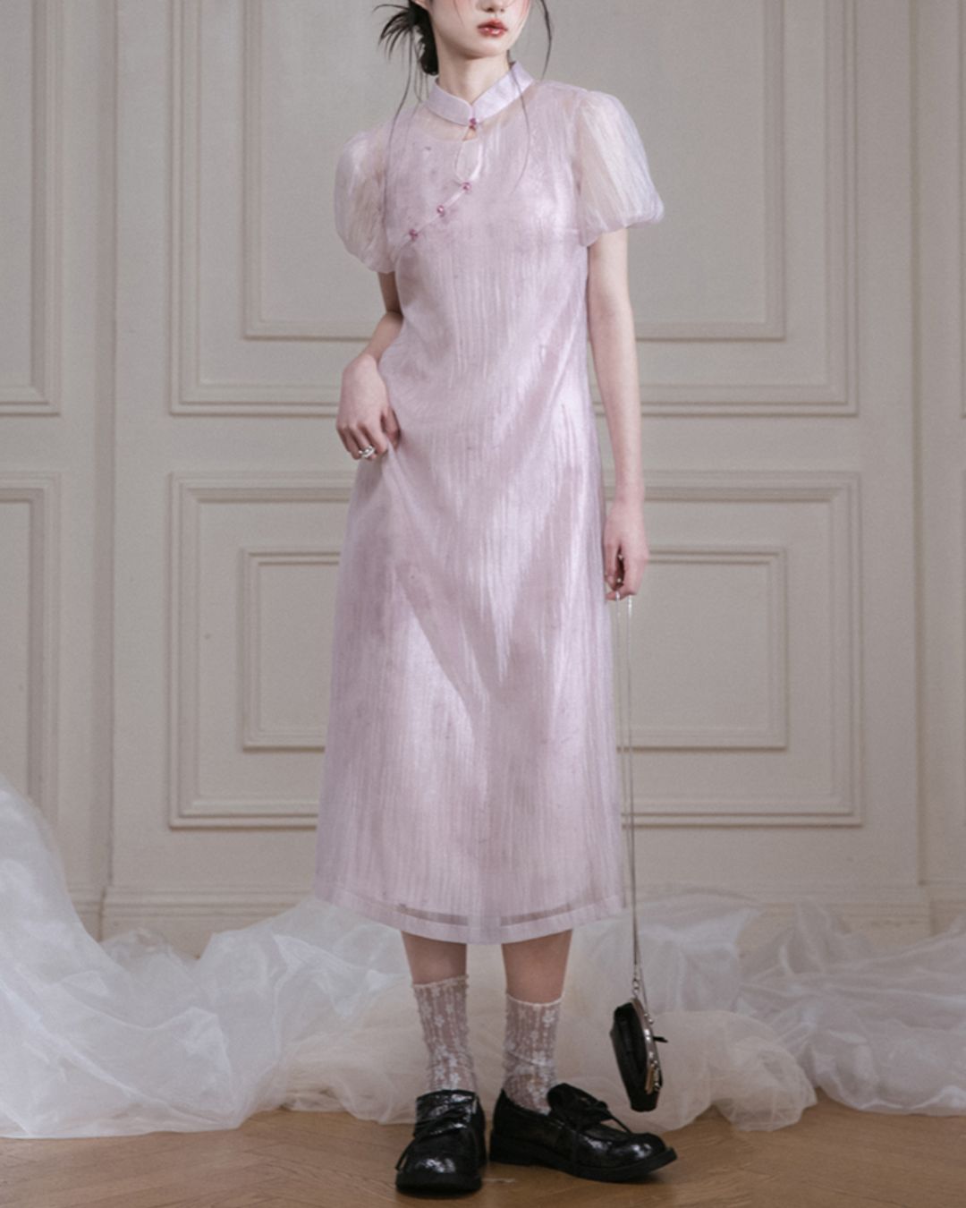 Puff Sleeve Layered Chinese Dress　DR039