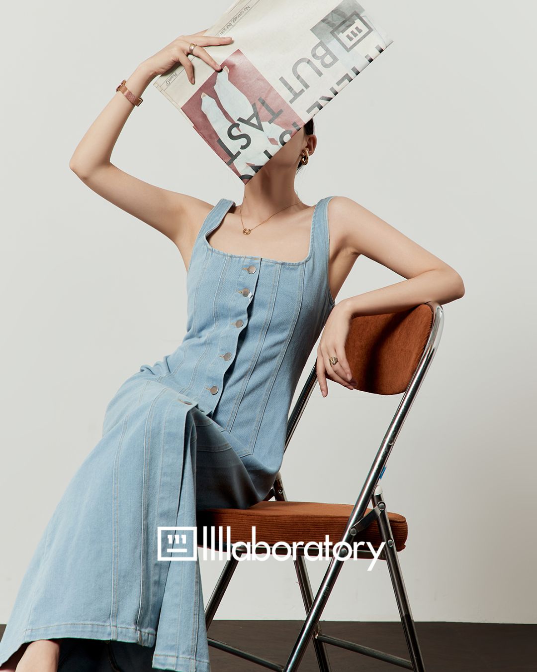 Sleeveless Denim Maxi Dress　DR054