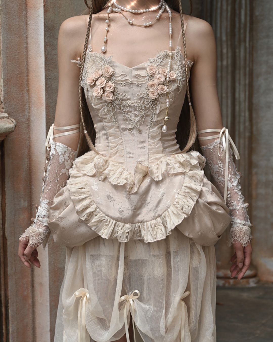 Gothic Lolita Flower Lace Embroidery Bustier＆One-Piece　DR010