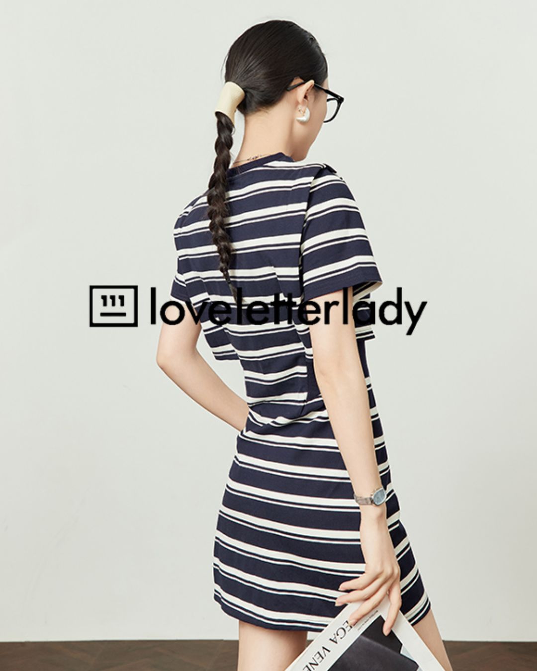 Side Open Waist Border T-shirt Dress　DR050