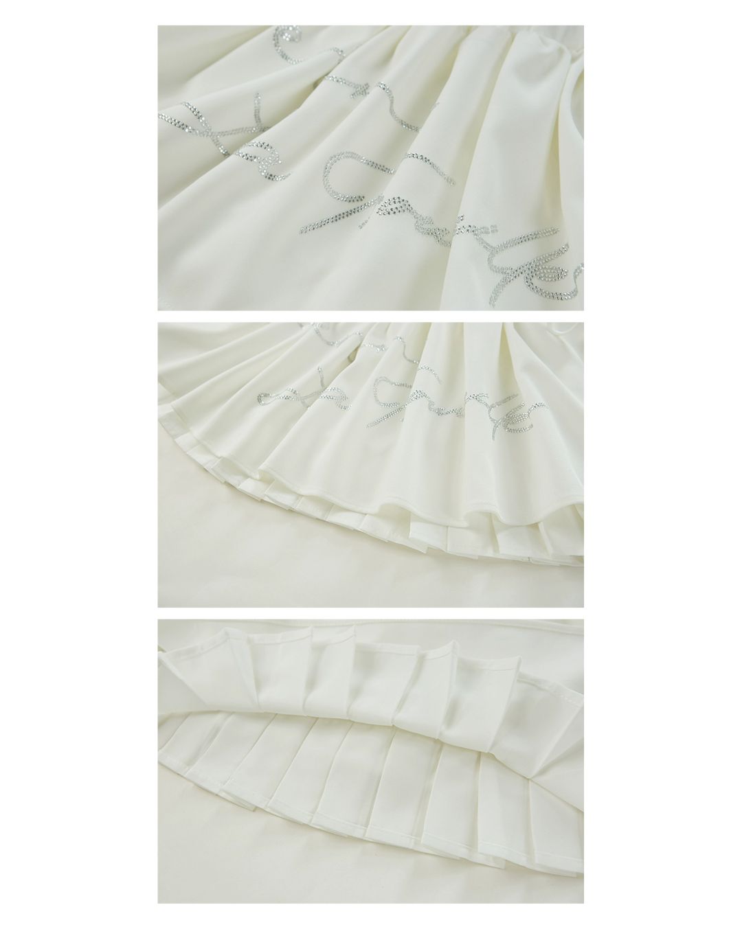 Rhinestone Logo Pleated Mini Skirt　BT026