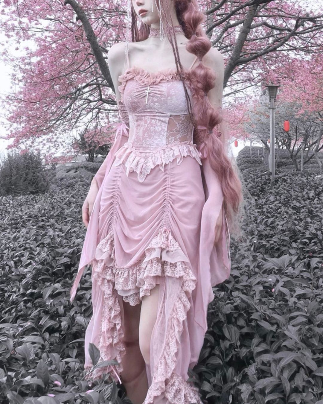 Gothic Princess Floral Lace Dress　DR011