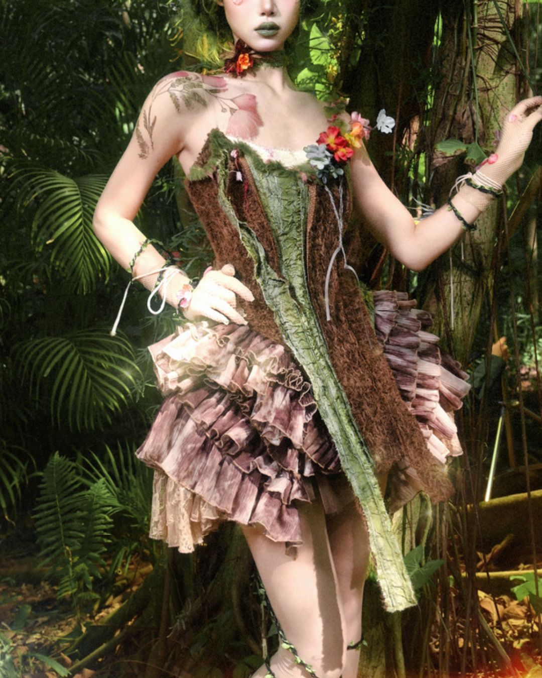 Forest Spirit One Shoulder Mini Dress　DR032