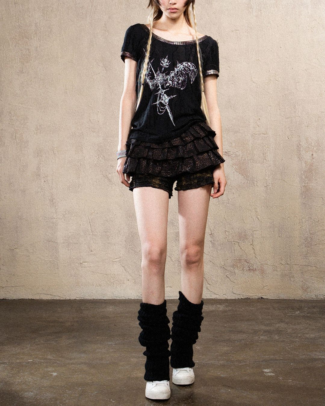 Leopard Print Frill Tiered Shorts　BT033